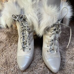 Ann Taylor Faux Fur Trim Ankle Boots